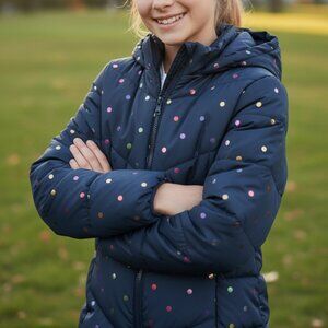 Girls Swisstech Blue Puffer Jacket Hooded Size L (10-12)